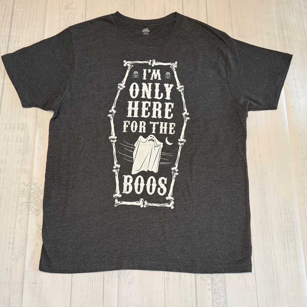 Way to Celebrate Halloween Shirt Large Im Only Here For The Boos Ghost Coffin